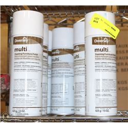 6 CANS OF DIVERSITY FOAMING FURNITURE POLISH