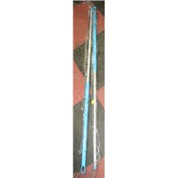 GROUP OF 2 BLUE AND SILVER BROOM HANDLES