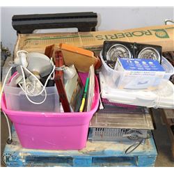 PALLET WITH ASSORTED HOUSEHOLD AND MORE INCL