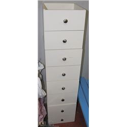 LOT OF 4 WHITE 2 DRAWER SHELVES 13" X 15" X 13"