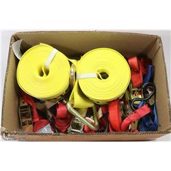 FLAT WITH CARGO STRAPS AND RATCHET STRAPS