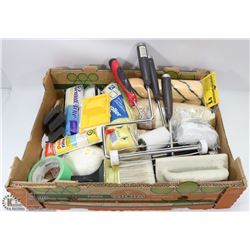 LARGE FLAT OF PAINTING SUPPLIES
