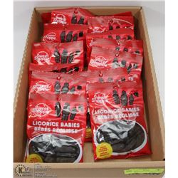 LARGE FLAT OF 15 LICORICE BABIES LICORICE.