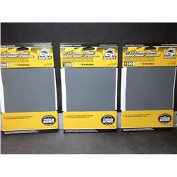 3 New Packs Gator Grit 1500 grit Waterproof Sandpaper 6 sheets per pack