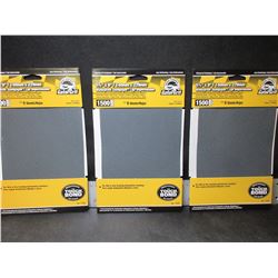 3 New Packs Gator Grit 1500 grit Waterproof Sandpaper 6 sheets per pack