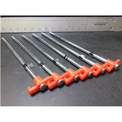 Set of Six New Heavy Duty Tent Pegs for hard ground 1/4" thick x 10 inches
