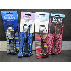 Lot of 4 + 2.00 Reading Glasses