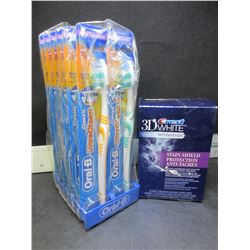 VALUE BUNDLE 12 Oral-B Toothbrushes & 3D Crest White Strips 56ct.