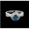 Image 2 : 2.16 ctw Blue Zircon and Diamond Ring - 18KT White Gold