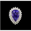 Image 2 : GIA Cert 21.32 ctw Tanzanite and Diamond Ring - 14KT White Gold