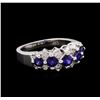 Image 1 : 1.01 ctw Sapphire and Diamond Ring - 14KT White Gold