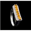Image 4 : 0.80 ctw Citrine and Diamond Ring - 14KT White Gold