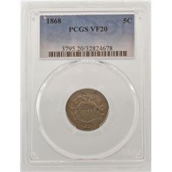 1868 Shield Nickel Coin PCGS VF20