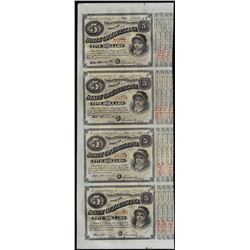 Uncut Sheet of (4) State of Louisiana Baby Bond Obsolete Notes