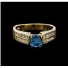 Image 2 : 1.37 ctw Blue Zircon and Diamond Ring - 14KT Yellow Gold