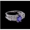 Image 1 : 0.67 ctw Tanzanite and Diamond Ring - 14KT White Gold