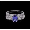 Image 2 : 0.67 ctw Tanzanite and Diamond Ring - 14KT White Gold