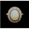 Image 2 : 14KT Yellow Gold 2.50 ctw Opal and Diamond Ring