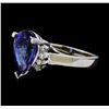 3.72 ctw Tanzanite and Diamond Ring - 14KT White Gold