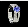 Image 4 : 0.70 ctw Diamond and Sapphire Ring - 18KT White Gold