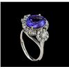 Image 4 : 3.70 ctw Tanzanite and Diamond Ring - 14KT White Gold
