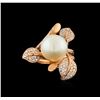 Image 2 : 14KT Rose Gold 0.62 ctw Diamond and Pearl Ring