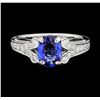 Image 2 : 1.32 ctw Sapphire and Diamond Ring - 18KT White Gold