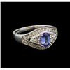 Image 1 : 14KT White Gold 0.69 ctw Tanzanite and Diamond Ring