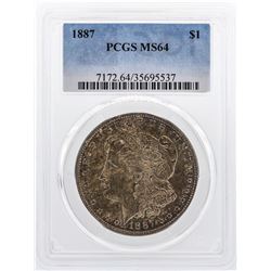 1887 $1 Morgan Silver Dollar Coin PCGS MS64