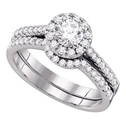 0.50 CTW Diamond Halo Bridal Engagement Ring 14KT White Gold - REF-82Y4X