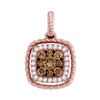 Image 1 : 0.36 CTW Brown Diamond Square Cluster Pendant 14KT Rose Gold - REF-41M9H