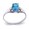 Genuine 0.76 ctw Blue Topaz & Diamond Ring Jewelry 14KT White Gold - REF-20K8V