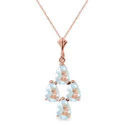 Genuine 1.95 ctw Aquamarine Necklace Jewelry 14KT Rose Gold - REF-27V5W