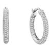Image 1 : 0.50 CTW Pave-set Diamond In/Out Hoop Earrings 14KT White Gold - REF-67N4F