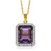 Genuine 5.8 ctw Amethyst & Diamond Necklace Jewelry 14KT Yellow Gold - REF-71K3V