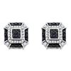 0.48 CTW Black Color Diamond Square Geometric Cluster Earrings 10KT White Gold - REF-32H9M