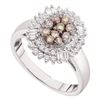 Image 1 : 0.75 CTW Cognac-brown Color Diamond Oval Cluster Ring 14KT White Gold - REF-75X2Y