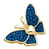 Image 1 : 0.16 CTW Blue Color Diamond Butterfly Bug Pendant 10KT Yellow Gold - REF-14X9Y