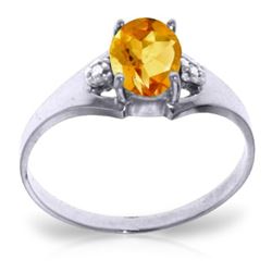 Genuine 0.76 ctw Citrine & Diamond Ring Jewelry 14KT White Gold - REF-20P8H