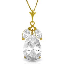 Genuine 6.5 ctw White Topaz Necklace Jewelry 14KT Yellow Gold - REF-38W2Y