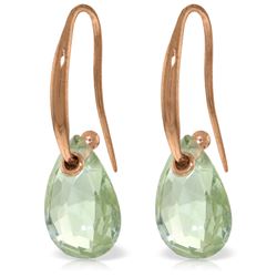 Genuine 8 ctw Green Amethyst Earrings Jewelry 14KT Rose Gold - REF-36M8T