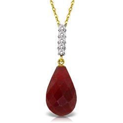 Genuine 8.88 ctw Ruby & Diamond Necklace Jewelry 14KT Yellow Gold - REF-35H4X