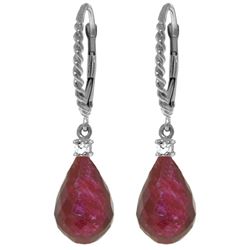 Genuine 17.7 ctw Ruby & Diamond Earrings Jewelry 14KT White Gold - REF-42Y6F