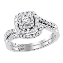 0.50 CTW Princess Diamond Bridal Engagement Ring 14KT White Gold - REF-75H2M