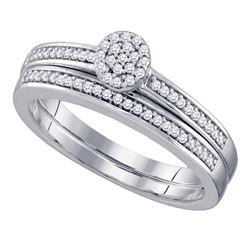 0.20 CTW Diamond Cluster Bridal Engagement Ring 10KT White Gold - REF-30F2N