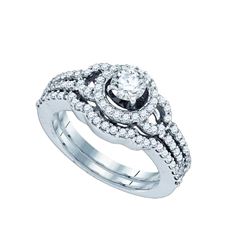 1 CTW Diamond Halo Bridal Engagement Ring 14KT White Gold - REF-161Y8X