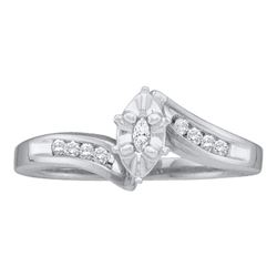 0.17 CTW Marquise Diamond Marquise Bridal Engagement Ring 10KT White Gold - REF-22F4N