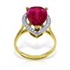 Image 1 : Genuine 5.51 ctw Ruby & Diamond Ring Jewelry 14KT Yellow Gold - REF-103W8Y