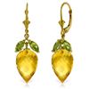 Image 1 : Genuine 20 ctw Citrine & Peridot Earrings Jewelry 14KT Yellow Gold - REF-51X8M