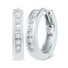 Image 1 : 0.12 CTW Diamond Hoop Earrings 10KT White Gold - REF-19H4M